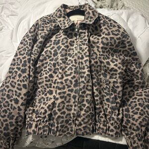Pilcro Leopard Print Bomber Jacket